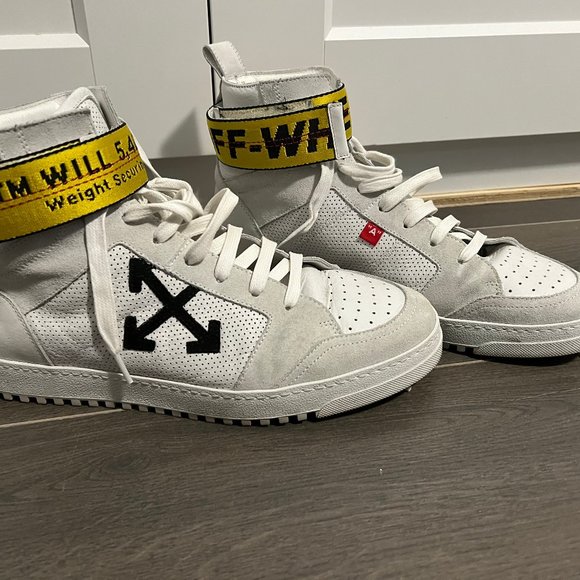 OFF-WHITE High-Top Sneakers "White" Size 10.5 - Picture 2 of 4